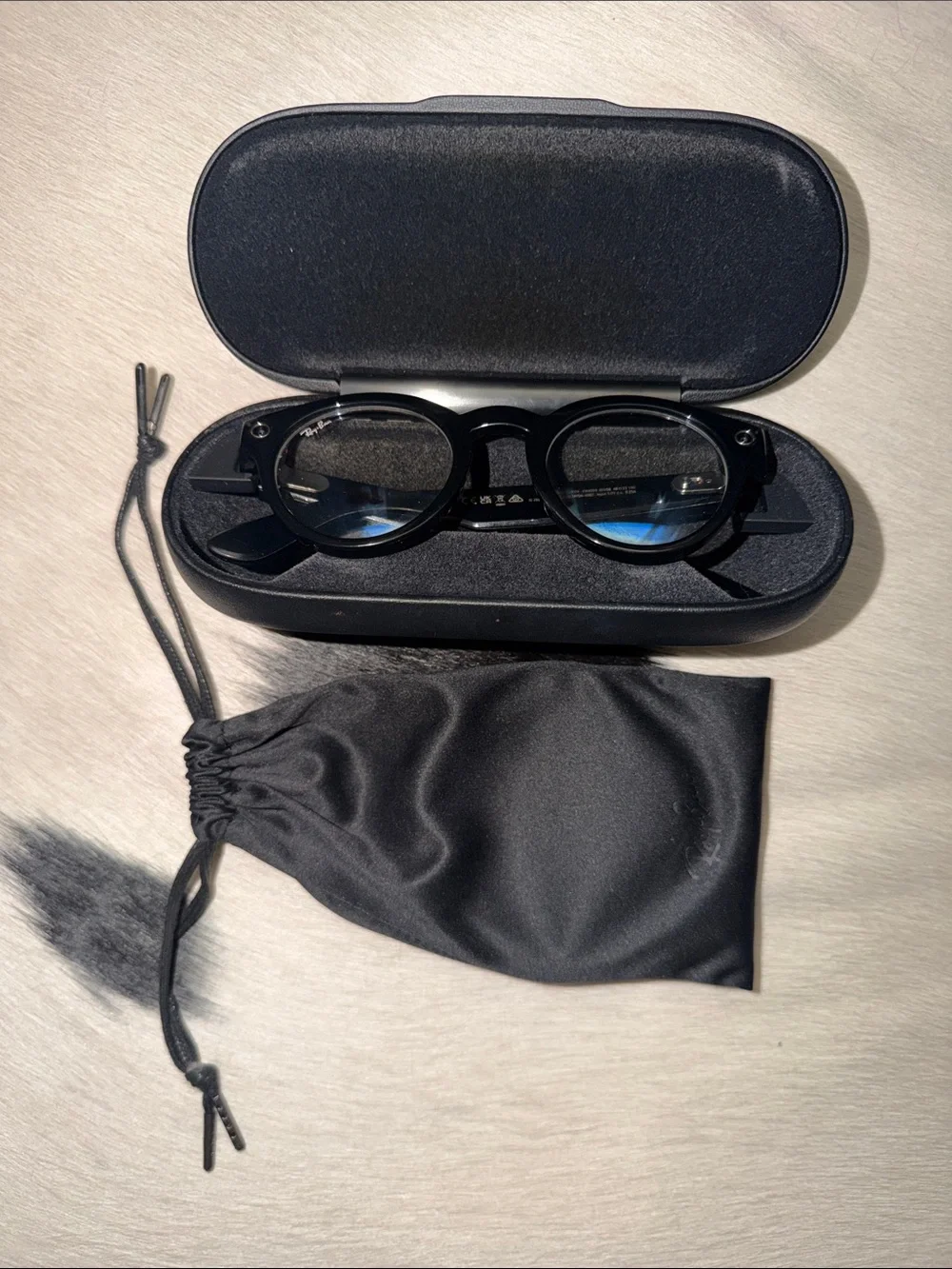 Rayban Stories, RW4003 Clear Round Shiny Black Frame